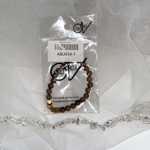 New! Brown wooden beads with gold arrow accents